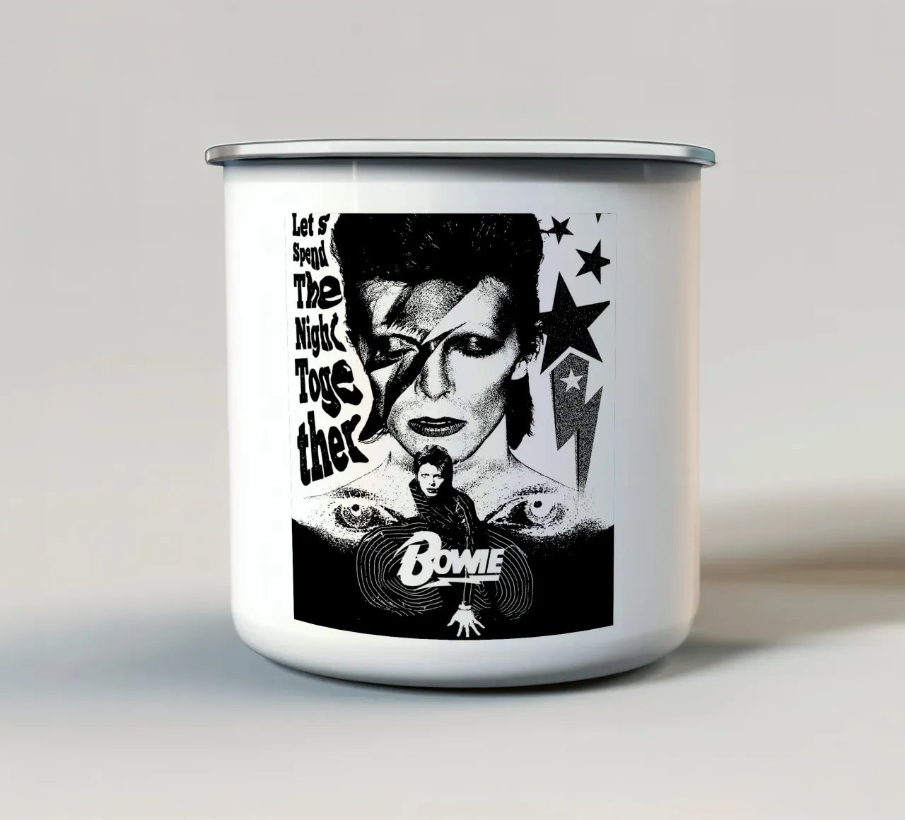 Passiamo la notte insieme bianco nero tazza in smalto da music soul