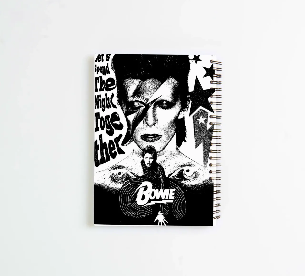 Let'S Spend The Night Together black white spiral notebook by music soul