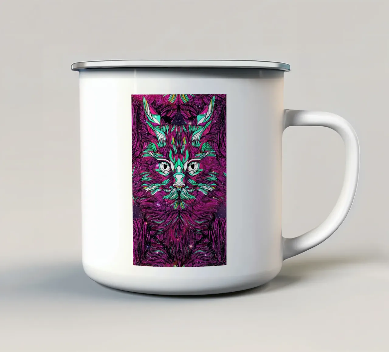 Space Cat tazza in smalto da Danny Ivan