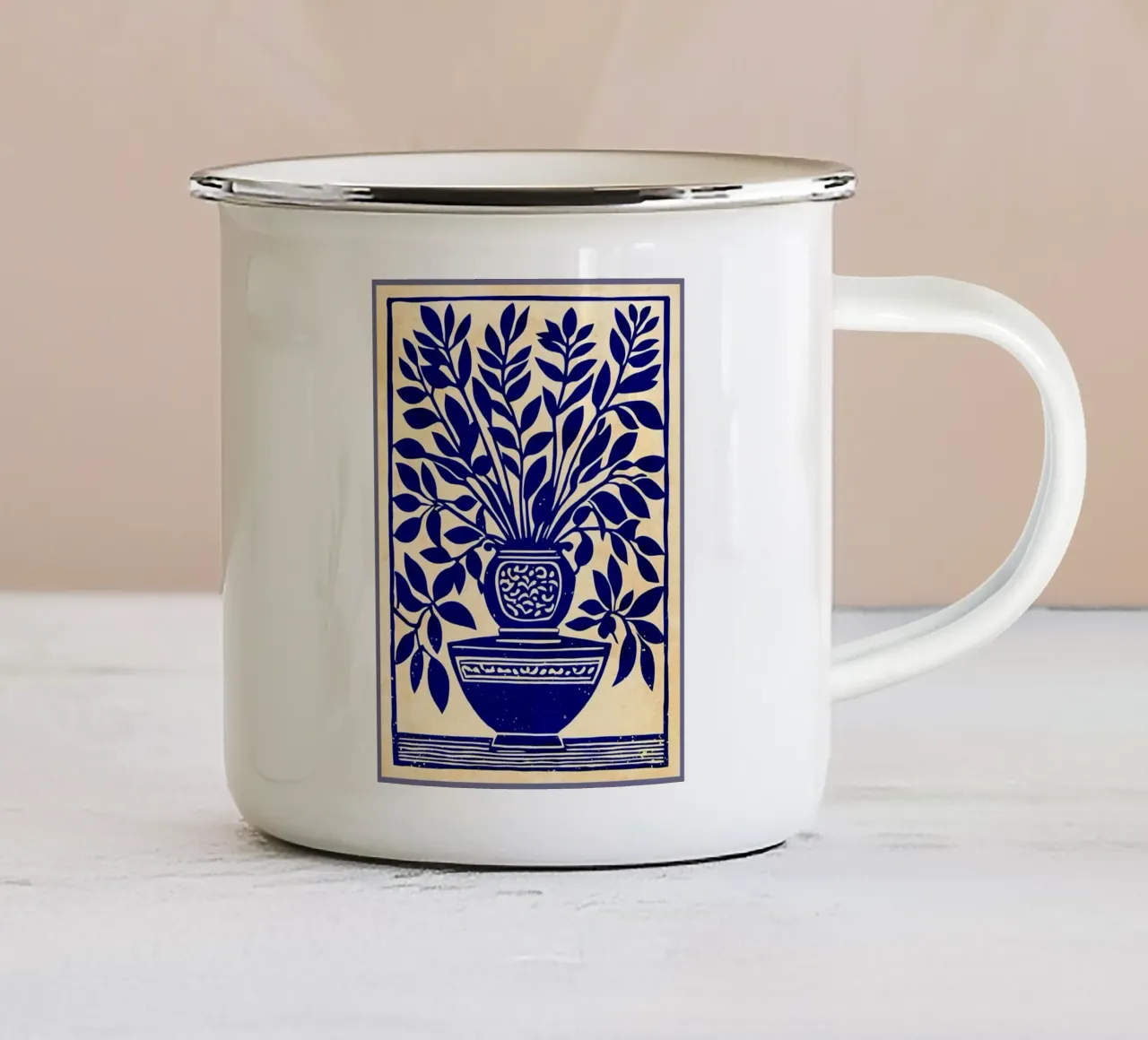 Stampa vaso floreale blu tazza in smalto da AnimalFunny