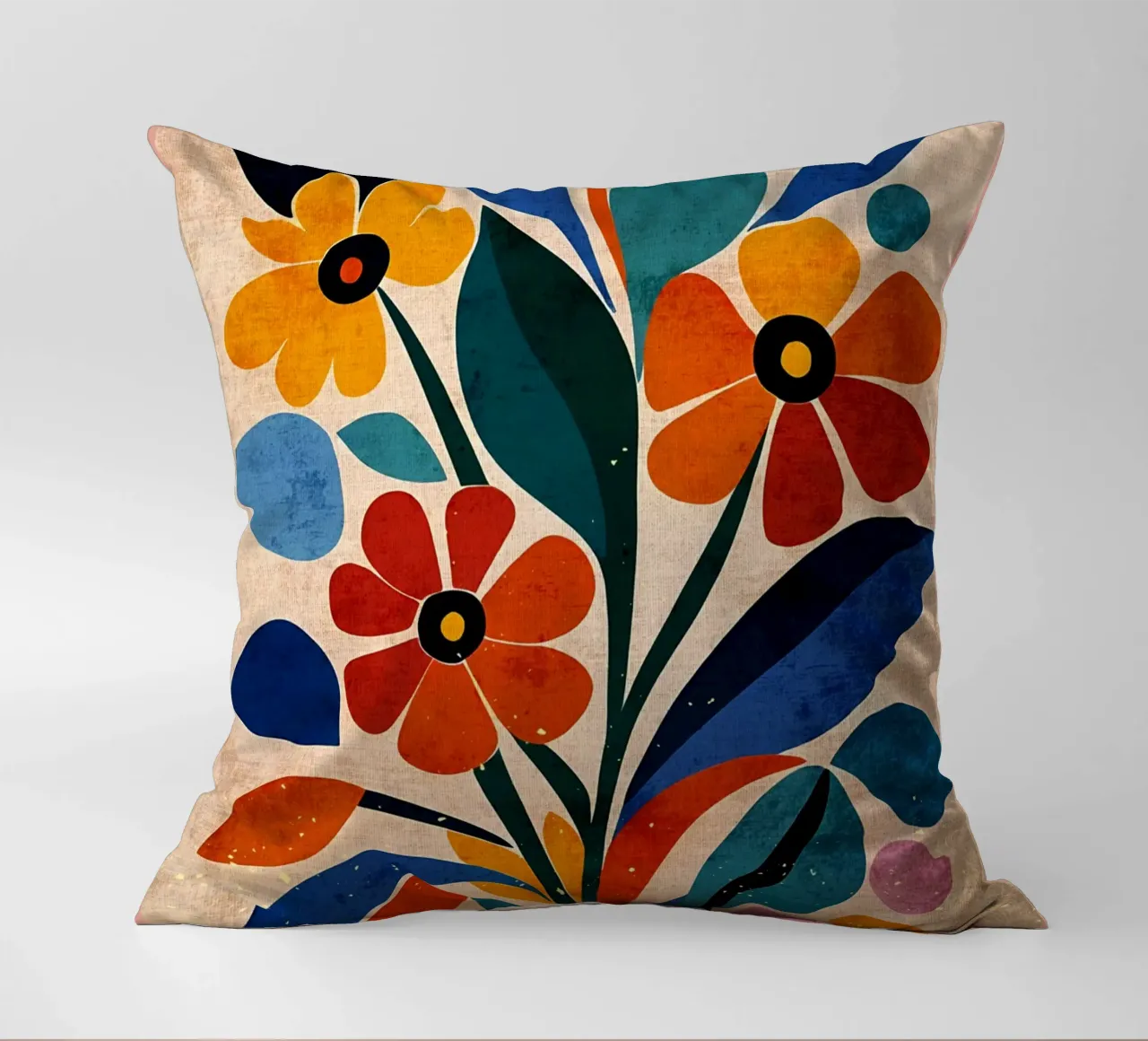 Fiori colorati e retrò cuscino da AnimalFunny
