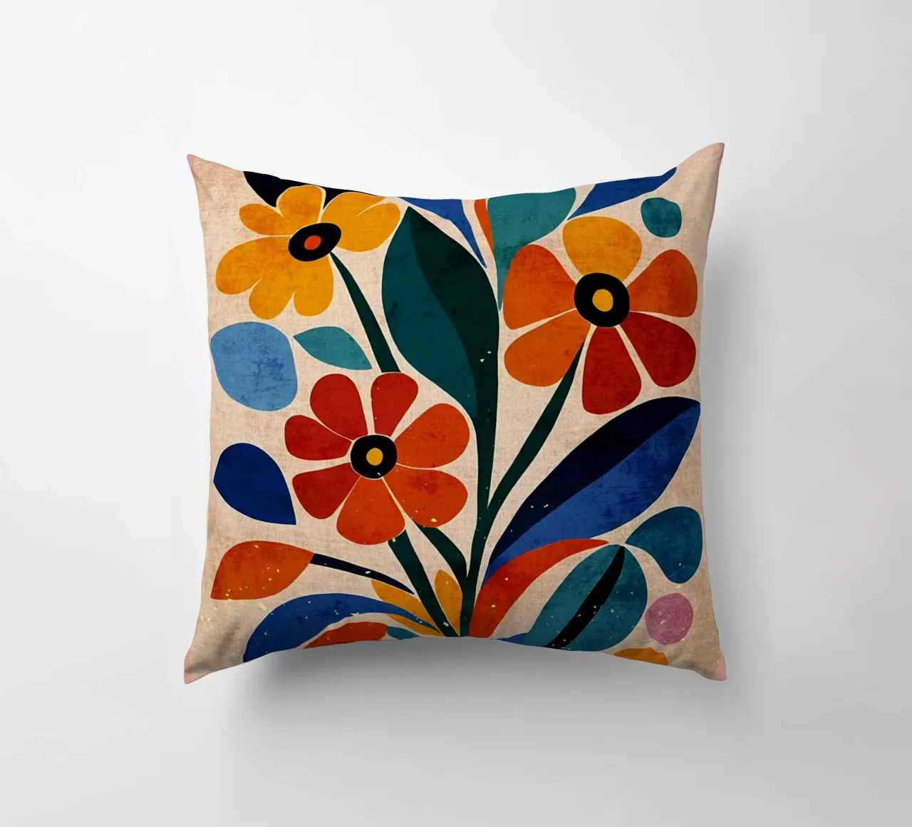 Fiori colorati e retrò cuscino da AnimalFunny