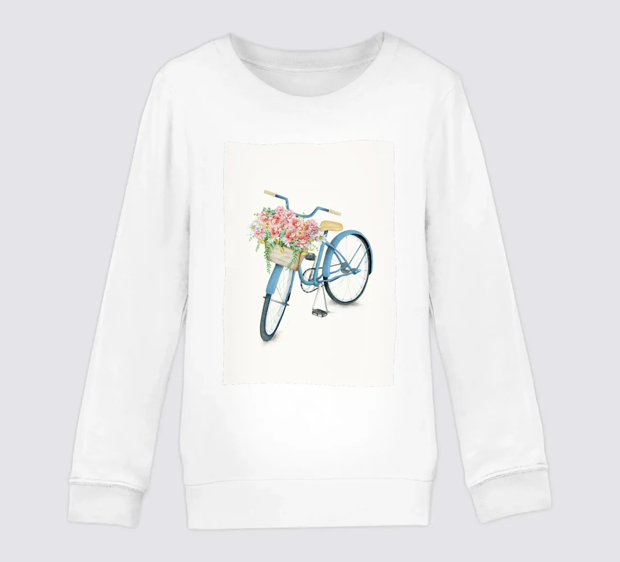 Blue Bicycle with Flowers in Basket felpa bambino da Nadjaa