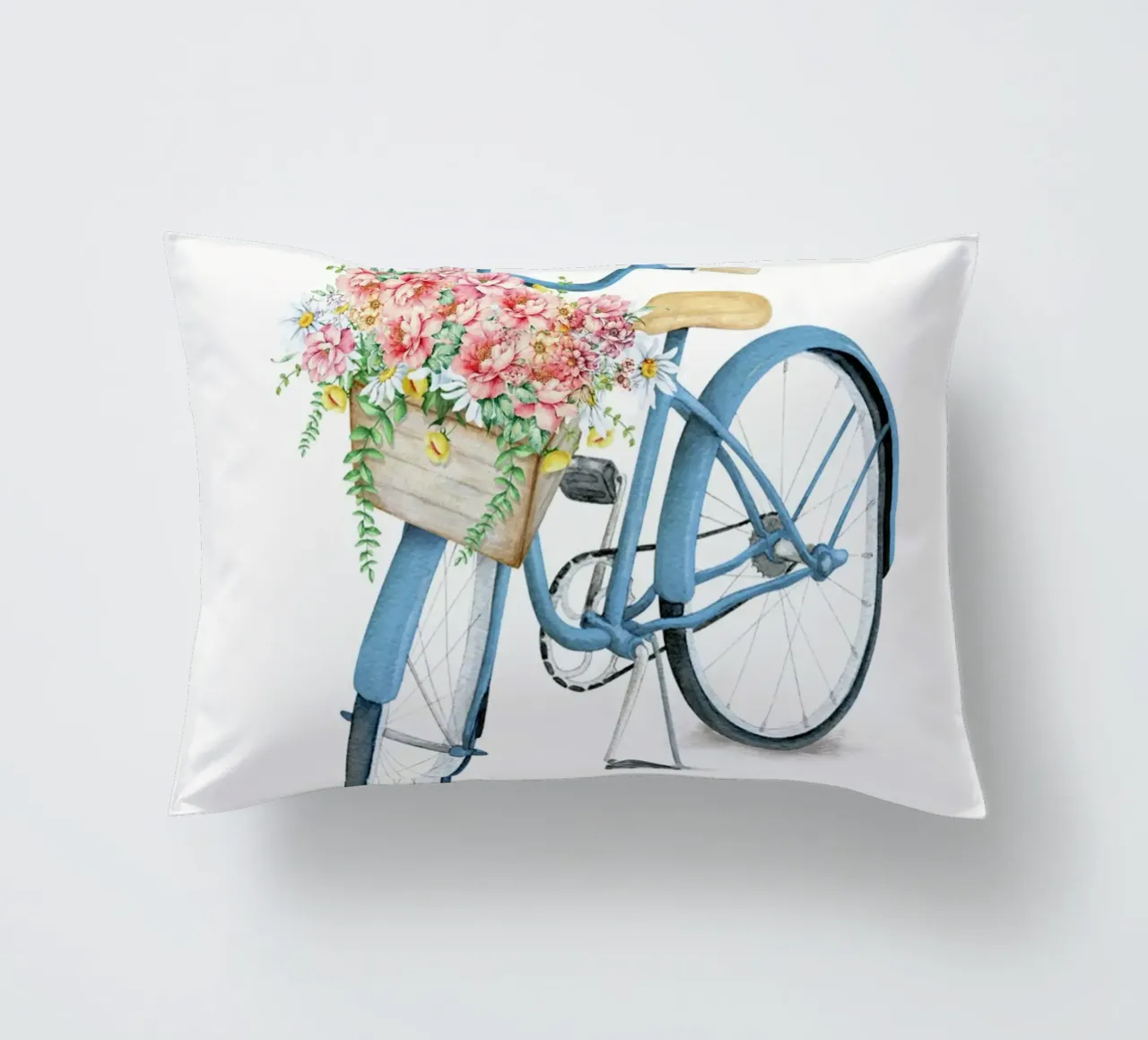 Blue Bicycle with Flowers in Basket cuscino da Nadjaa