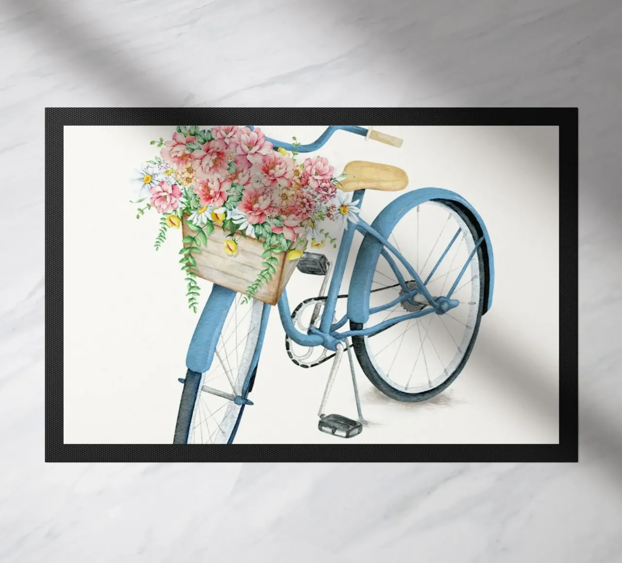 Blue Bicycle with Flowers in Basket zerbino da Nadjaa