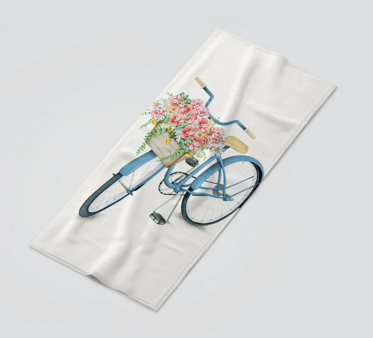 Blue Bicycle with Flowers in Basket telo mare da Nadjaa