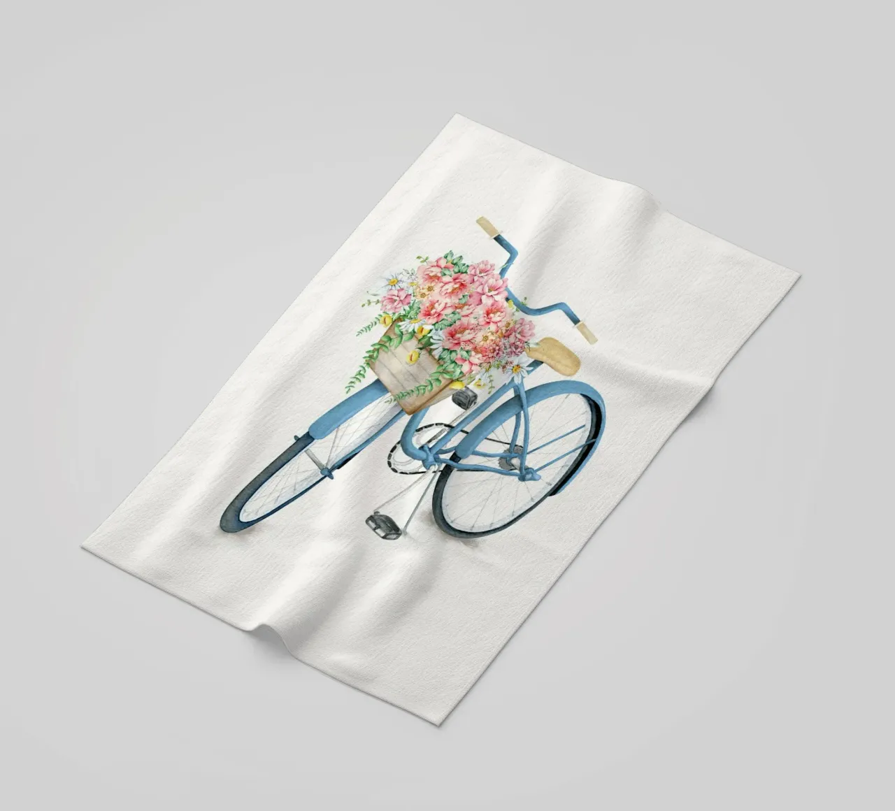 Blue Bicycle with Flowers in Basket telo mare da Nadjaa
