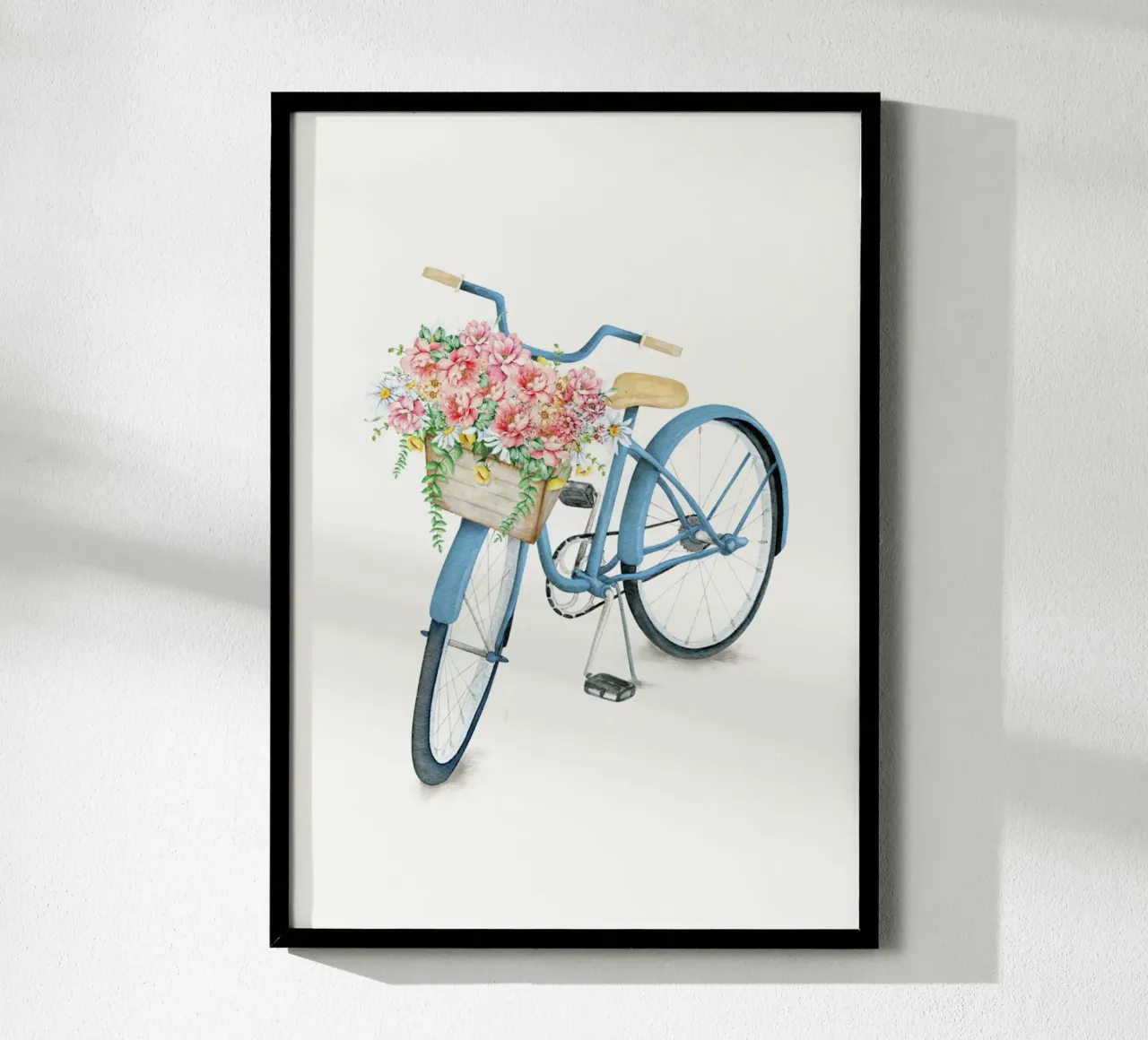 Blue Bicycle with Flowers in Basket carta hahnemühle da Nadjaa