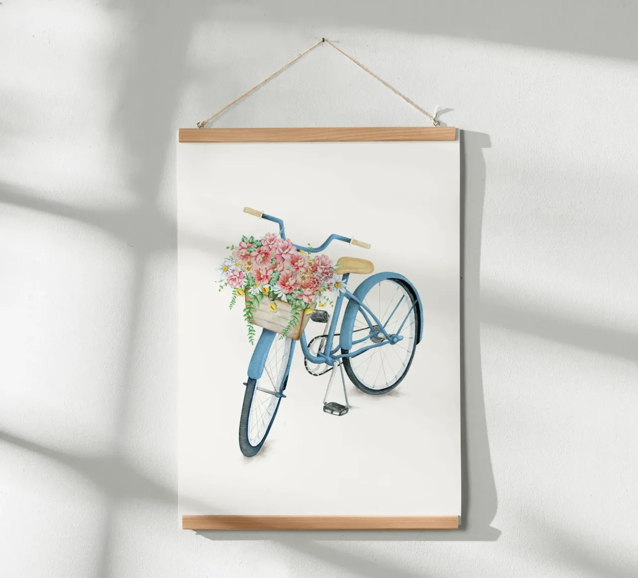 Blue Bicycle with Flowers in Basket carta hahnemühle da Nadjaa