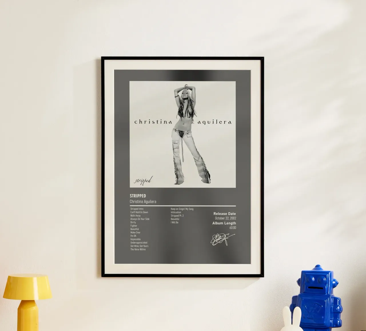 Stripped (2002) by Christina Aguilera poster con telaio in legno da DGUnder