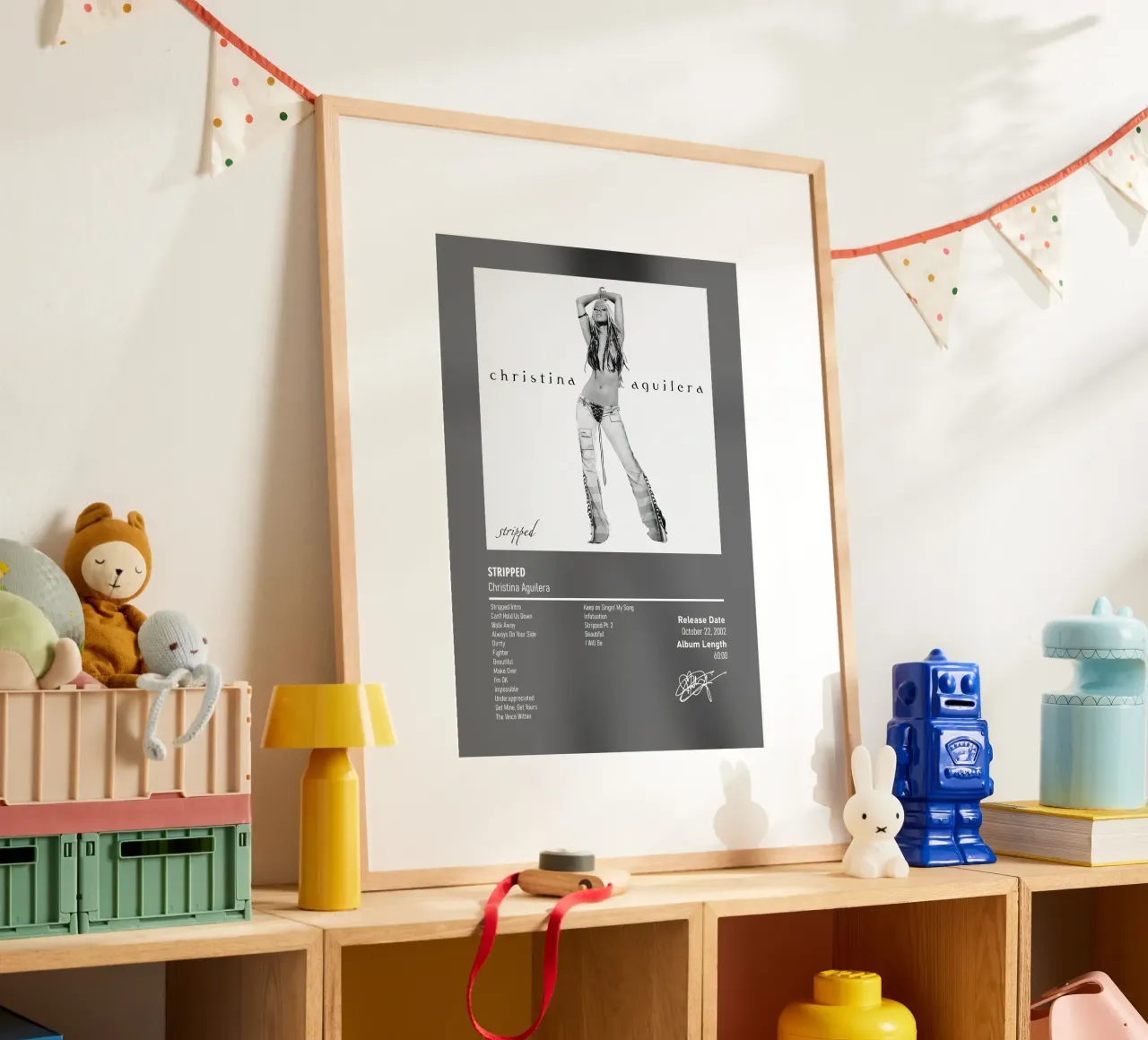 Stripped (2002) by Christina Aguilera poster con telaio in legno da DGUnder