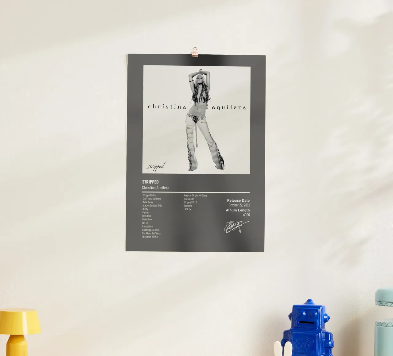 Stripped (2002) by Christina Aguilera poster con telaio in legno da DGUnder