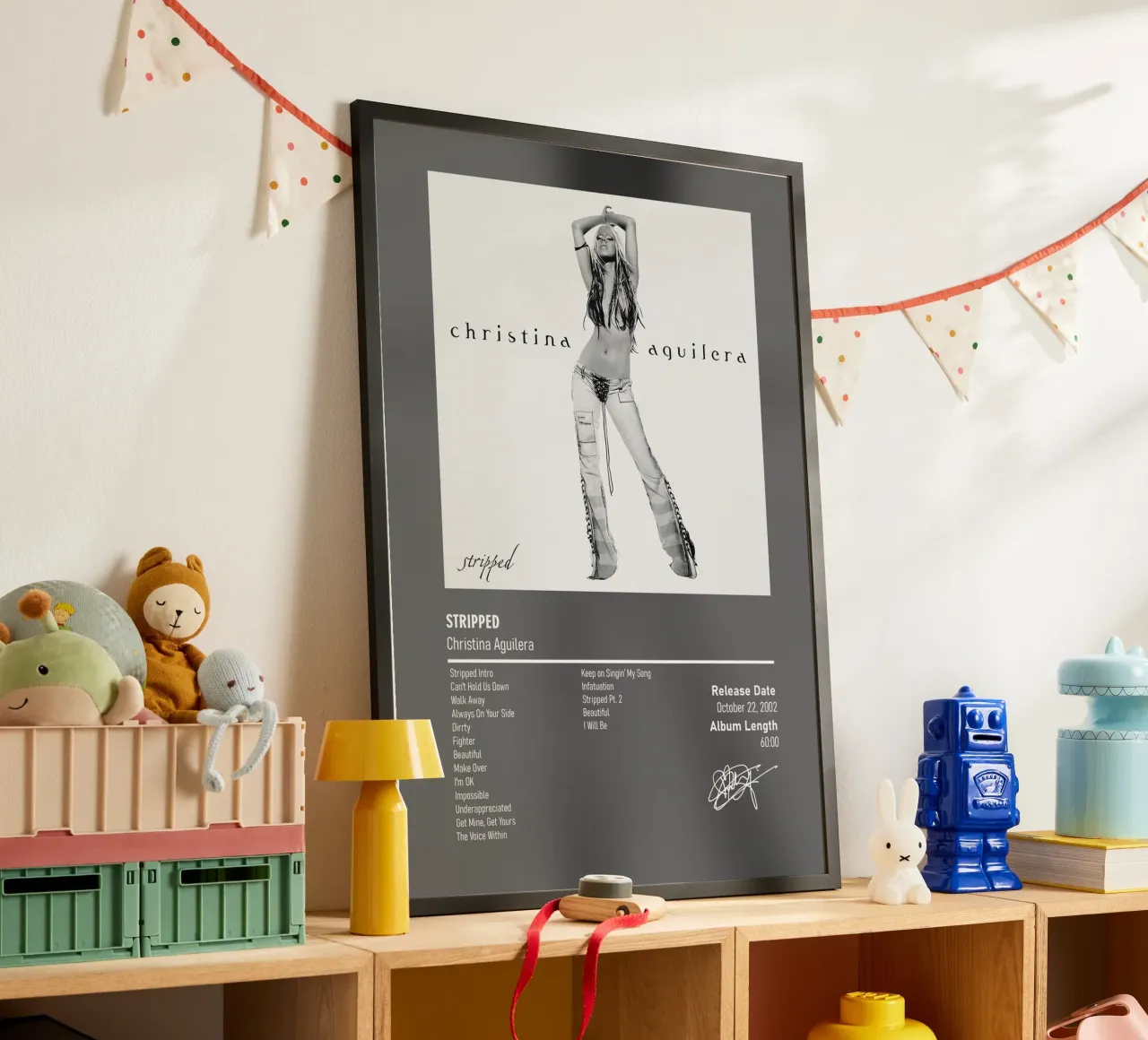 Stripped (2002) by Christina Aguilera poster con telaio in legno da DGUnder