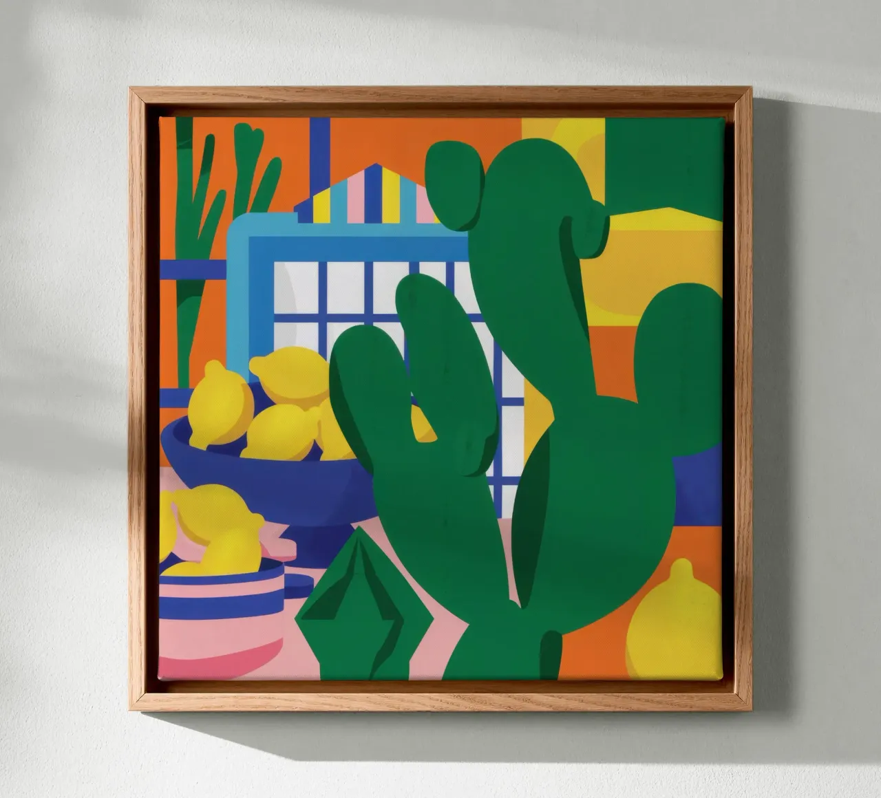 Cactus Window Watch canvas with Floater frame by Rain Balance