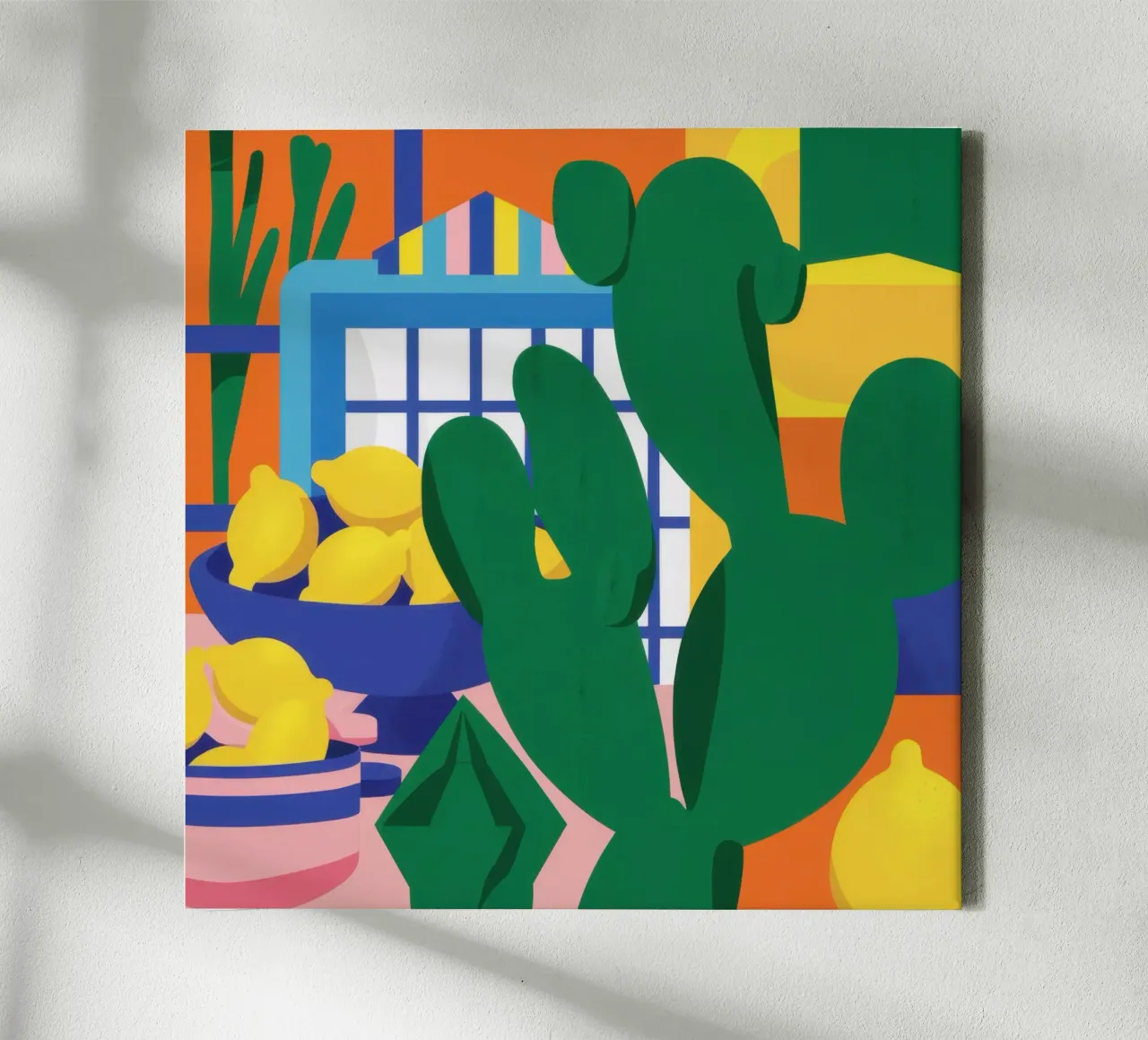 Cactus Window Watch canvas with Floater frame by Rain Balance