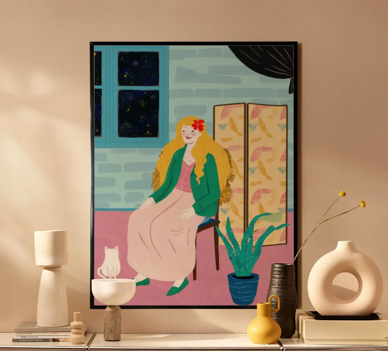 Gezellige raamgenoot poster van Mythy Brush