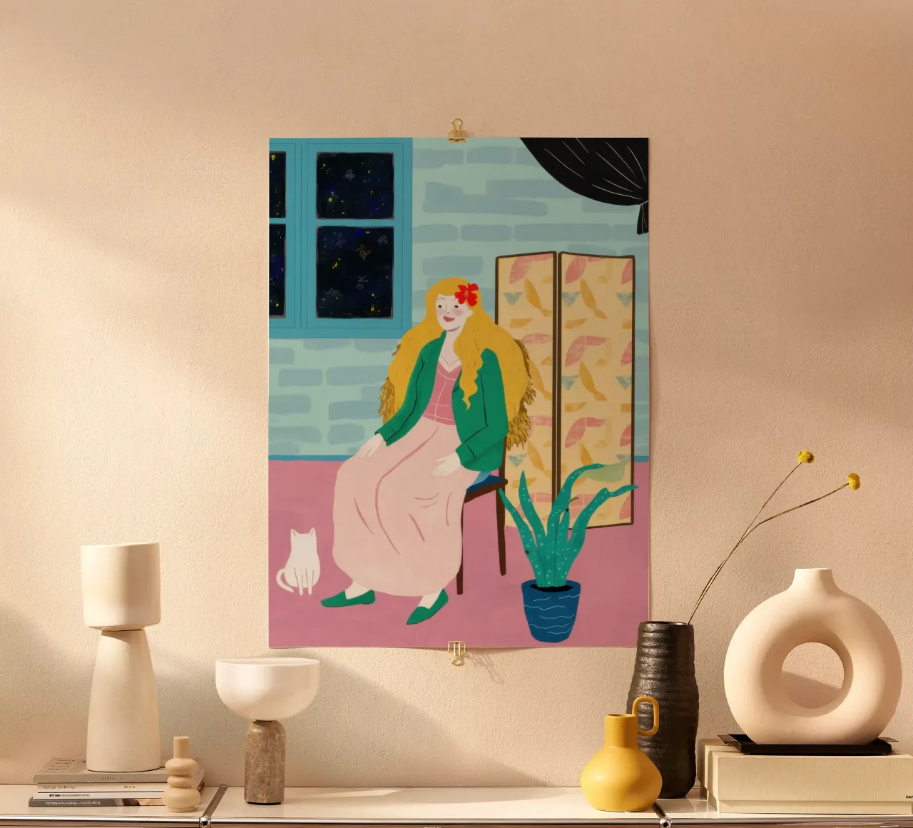 Gezellige raamgenoot poster van Mythy Brush