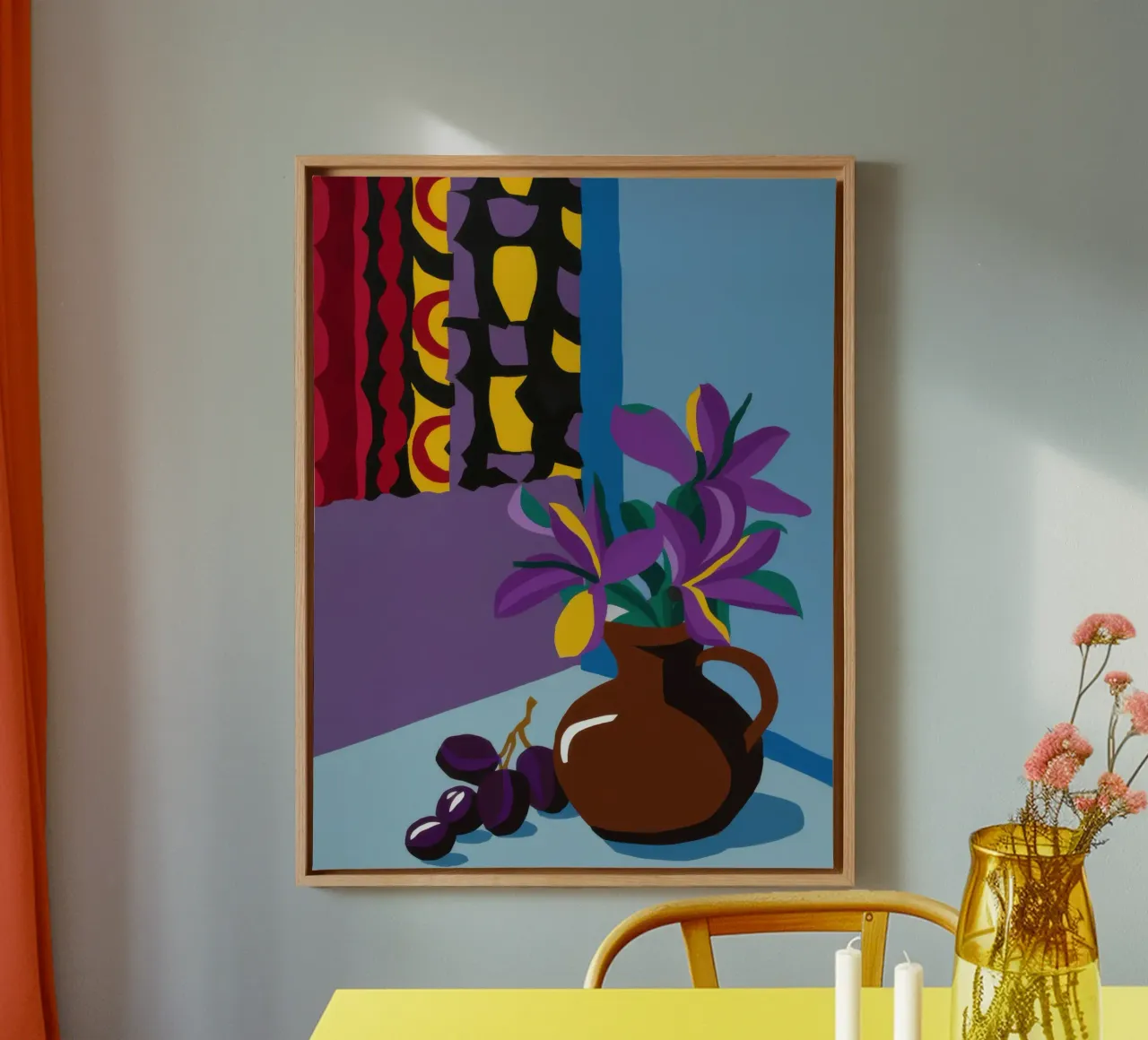 Fluwelen pruim canvas met Baklijst van Giant Foxs
