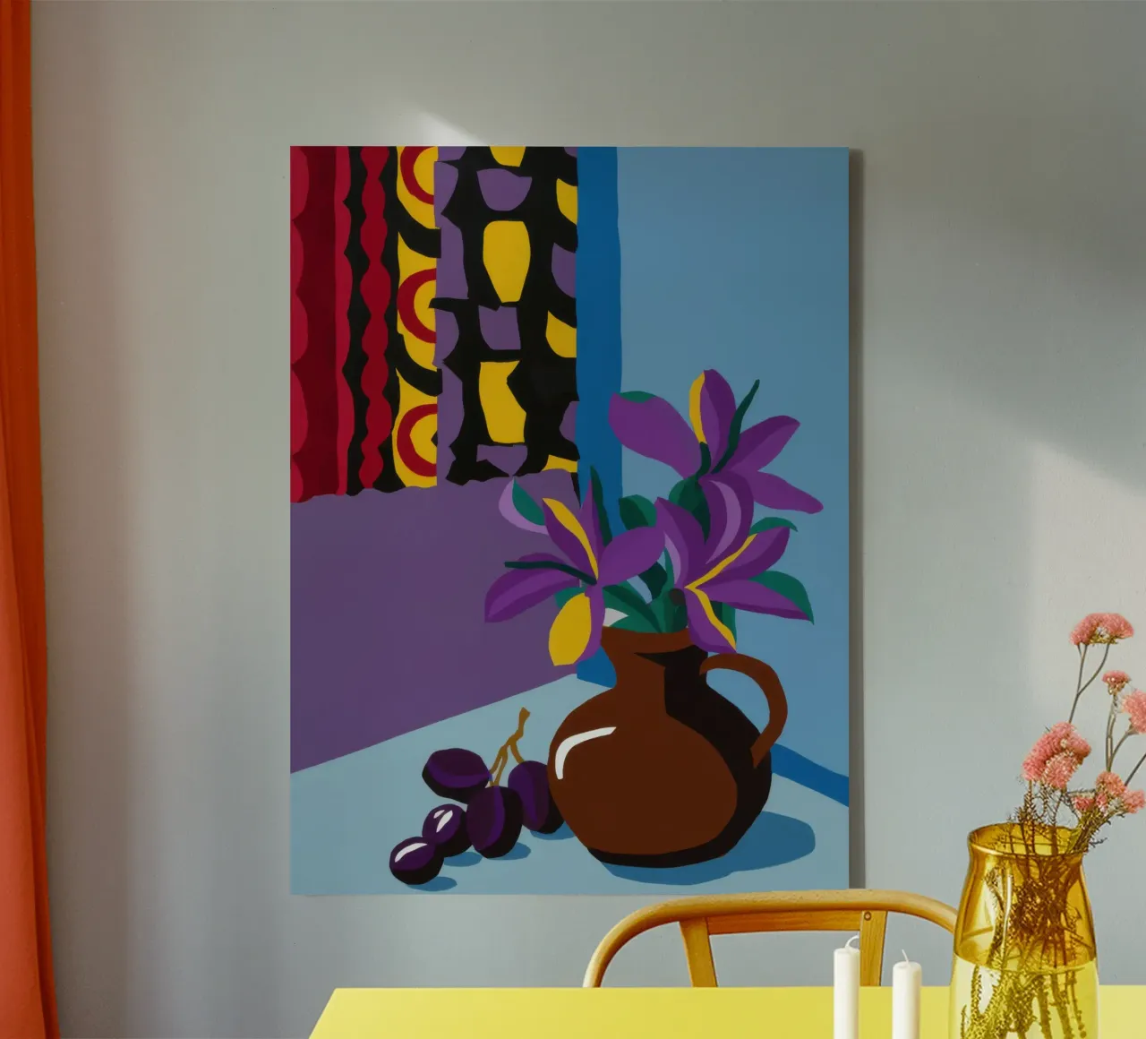 Fluwelen pruim canvas met Baklijst van Giant Foxs