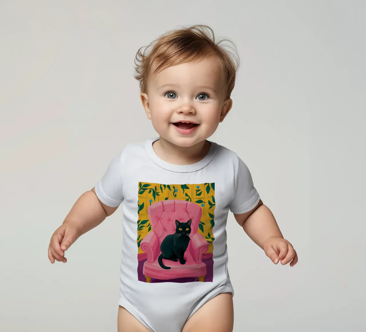 The Pink Throne short-sleeve baby romper by Ink Pulse