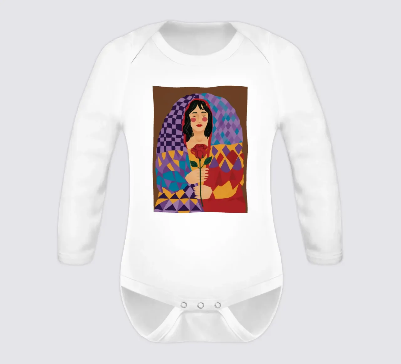 Kaleidoskopischer Rosentraum Langarm Babybody von Giant Foxs