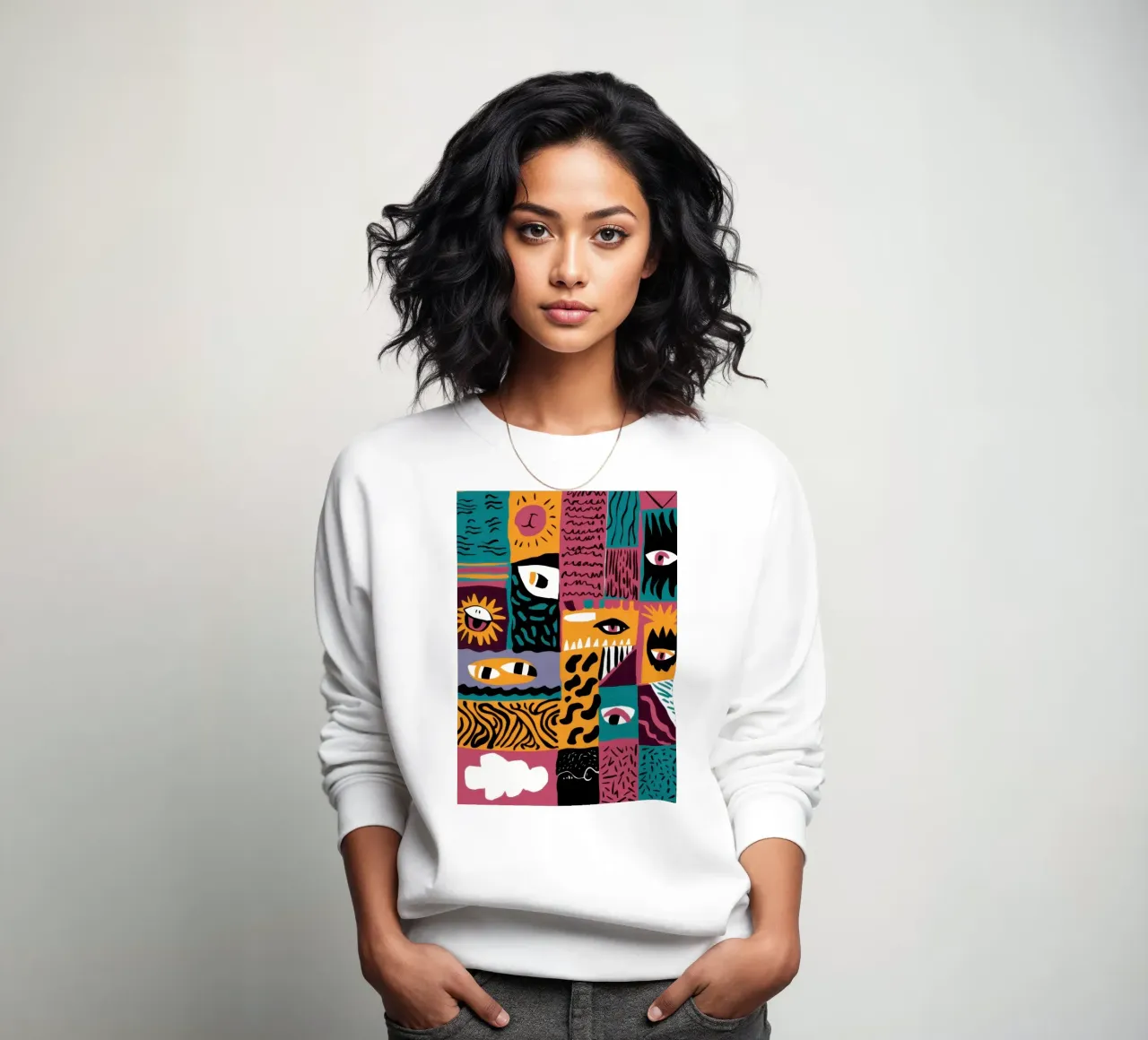 Patchwork astratto Primal felpa da Flock Reverie