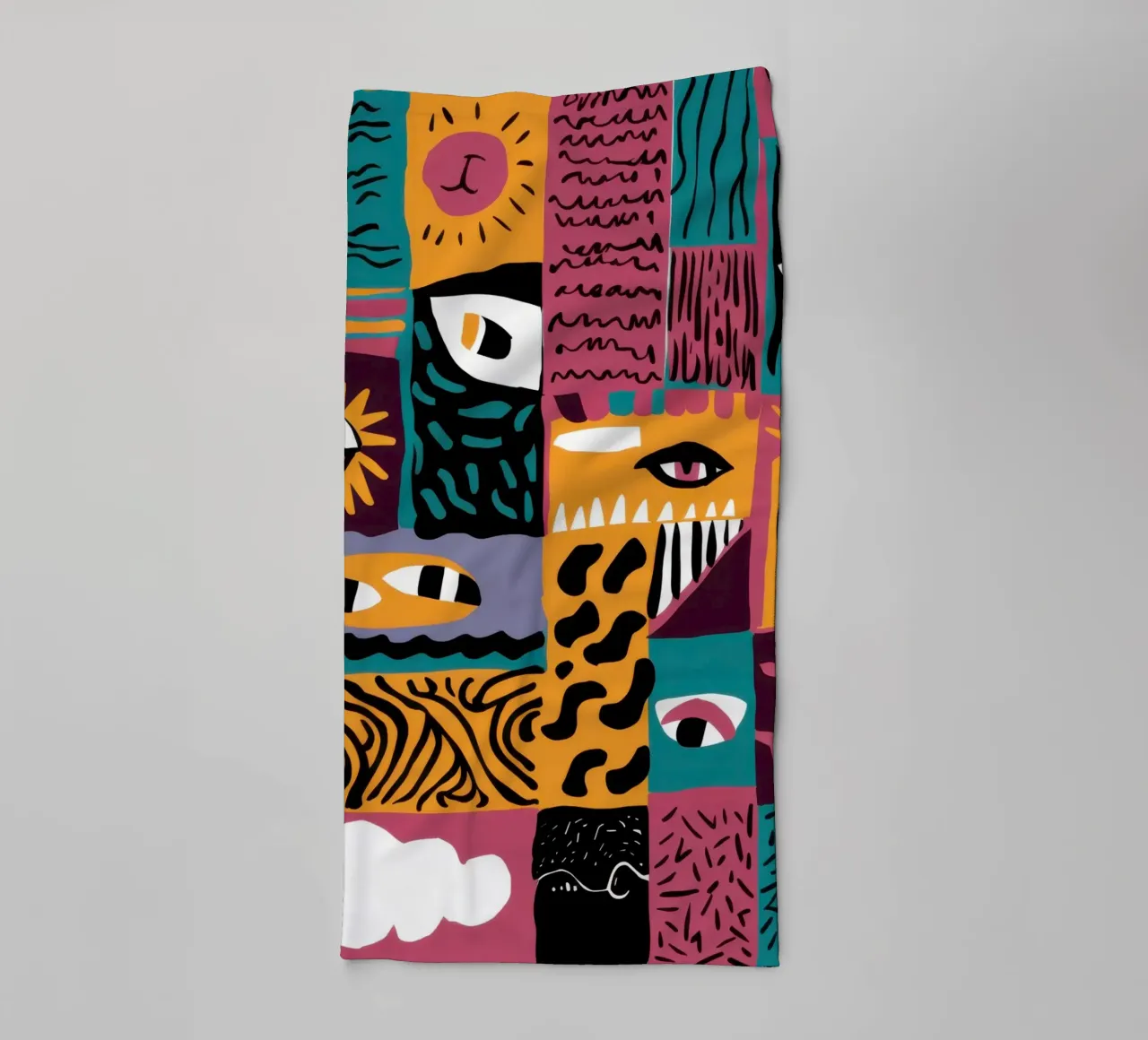 Patchwork abstrait Primal serviette de bain de Flock Reverie