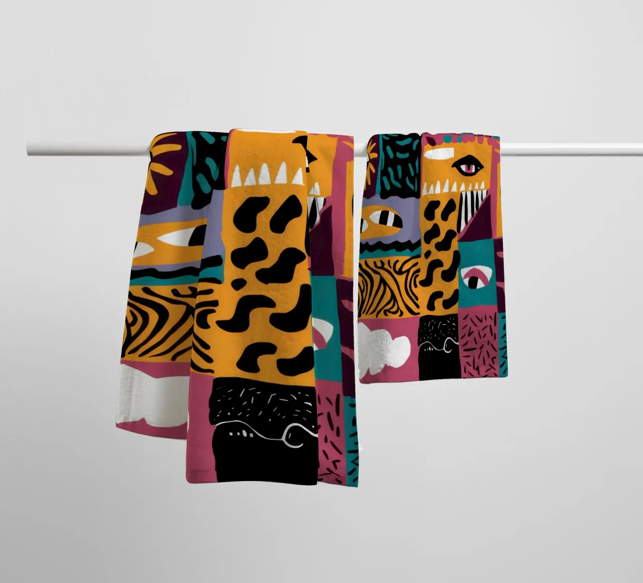 Patchwork abstrait Primal serviette de bain de Flock Reverie