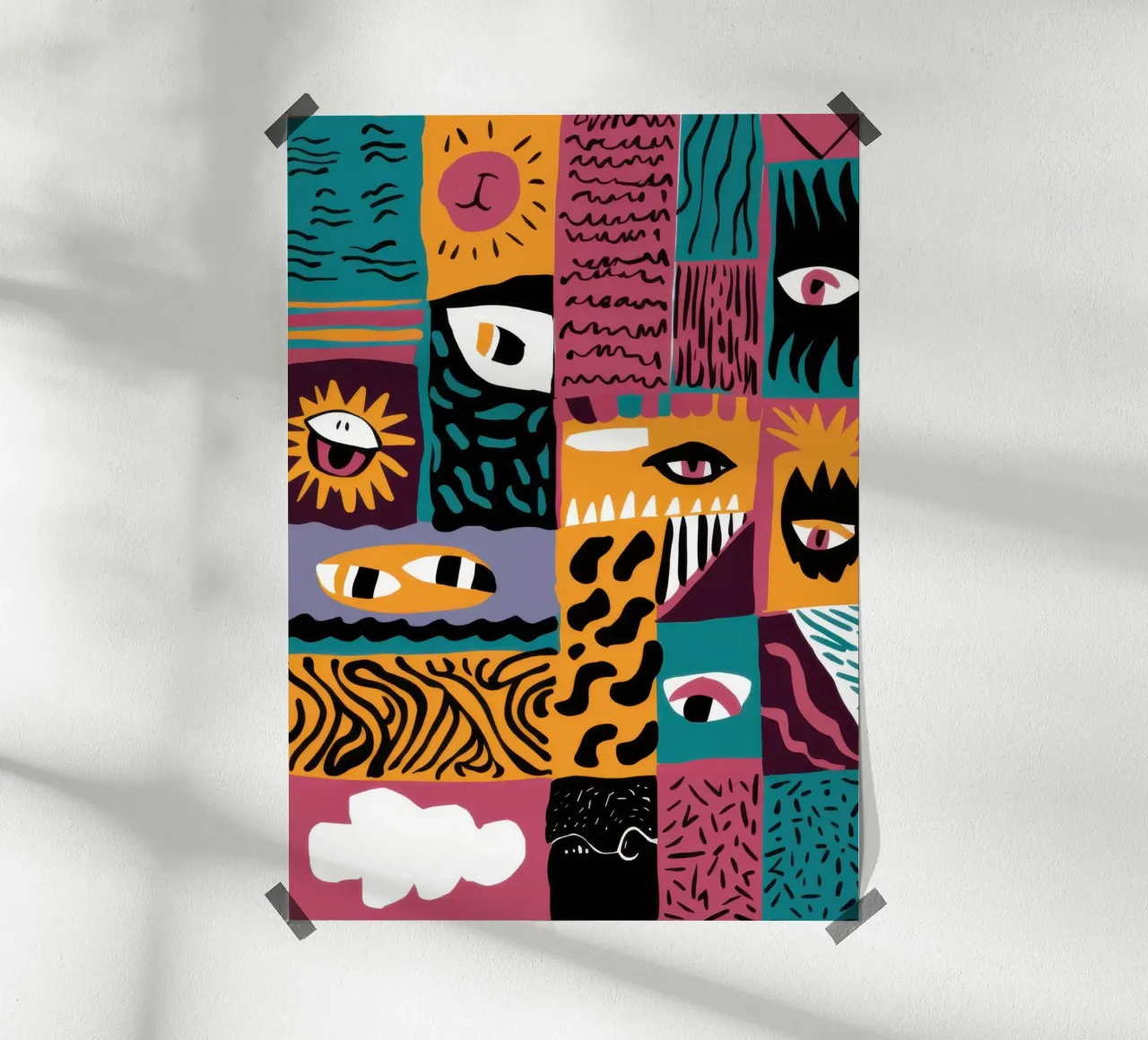 Patchwork abstrait Primal poster de Flock Reverie