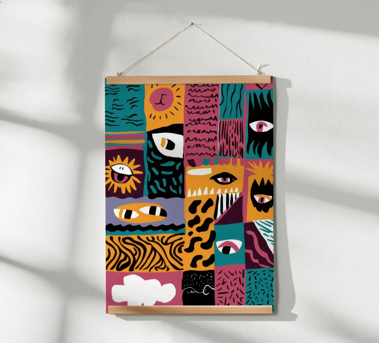 Patchwork abstrait Primal poster de Flock Reverie