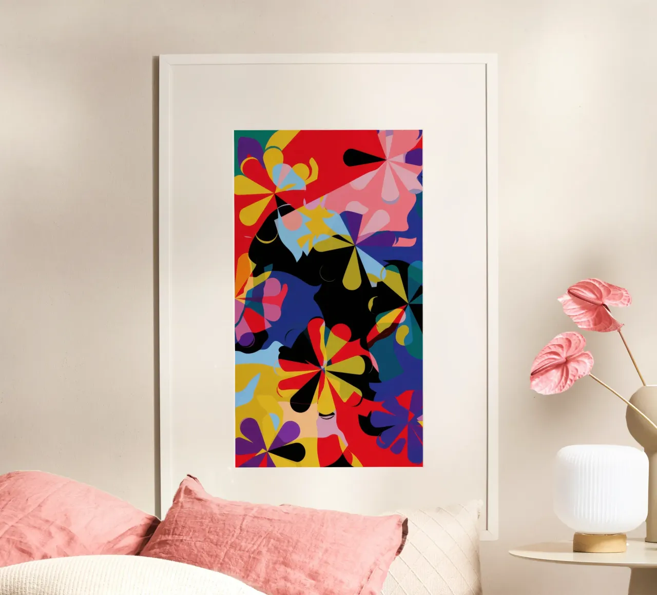 Caos floreale a girandola poster con telaio in plastica da Reds Jays