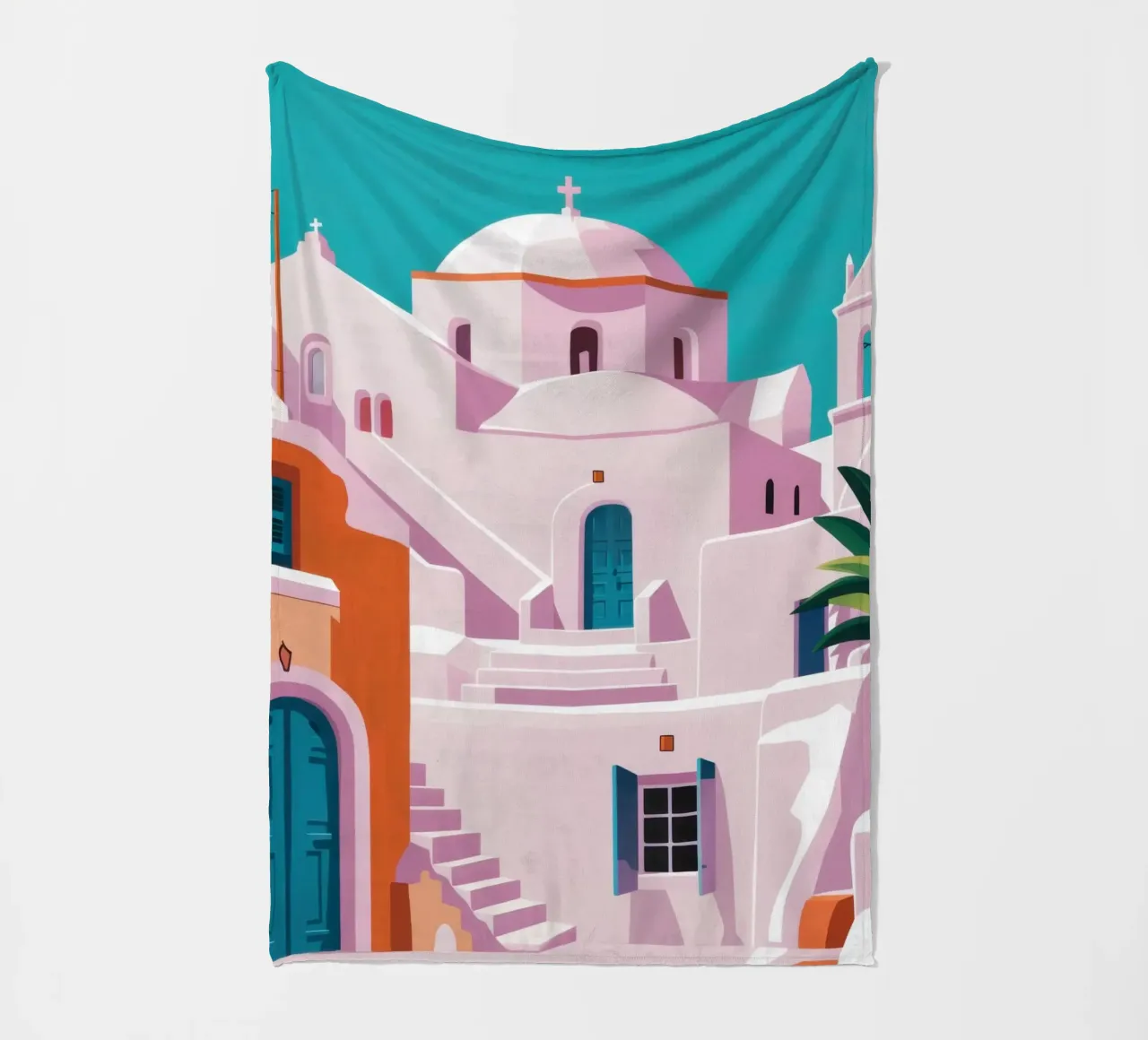 Santorini in Bloom coperta in pile da Ink Pulse