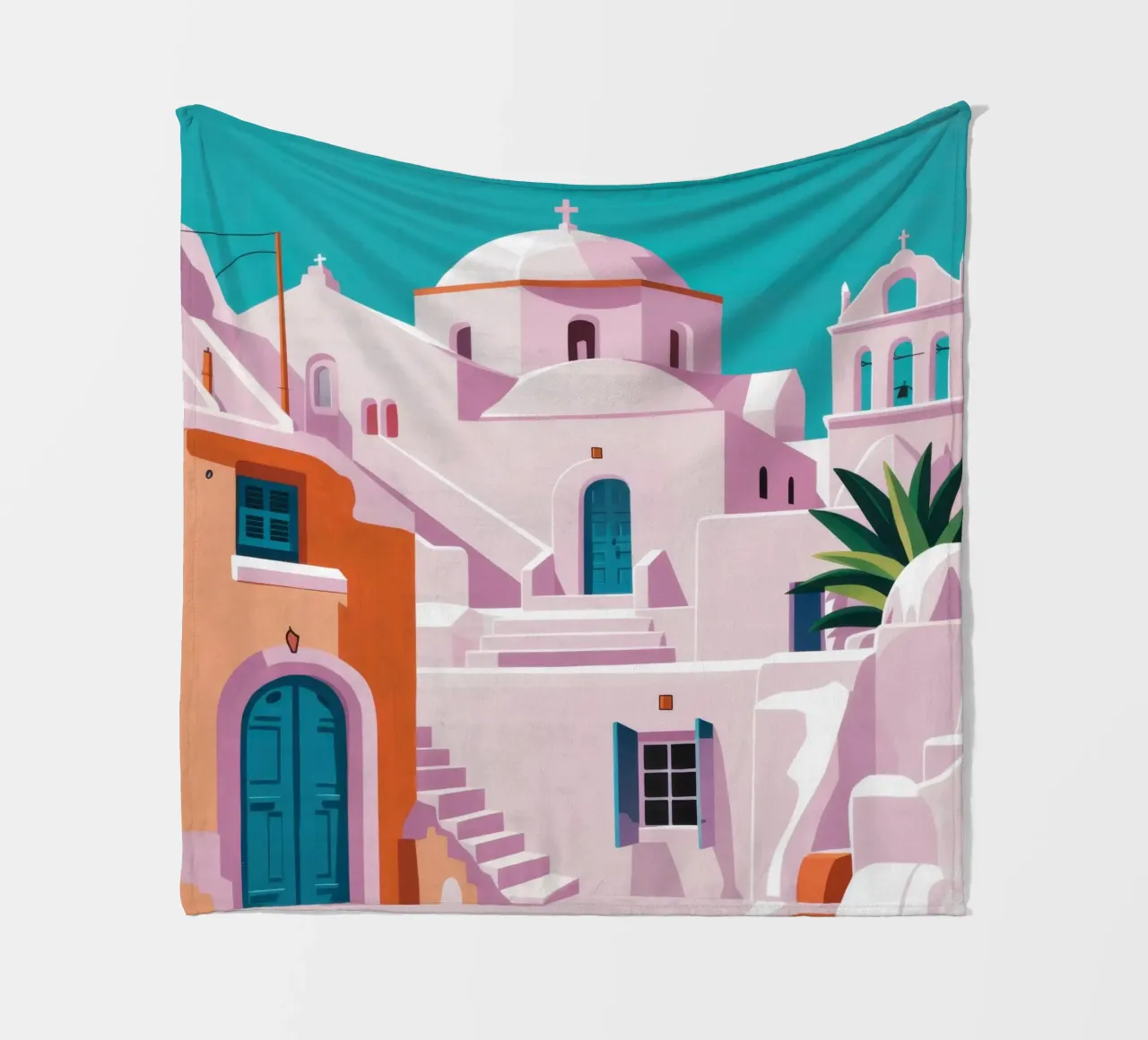 Santorini in Bloom coperta in pile da Ink Pulse