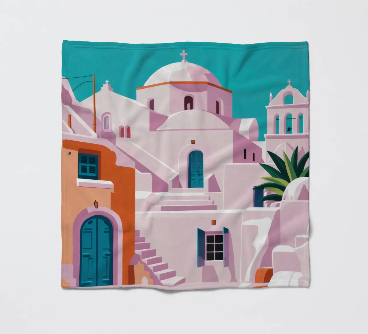 Santorini in Bloom coperta in pile da Ink Pulse