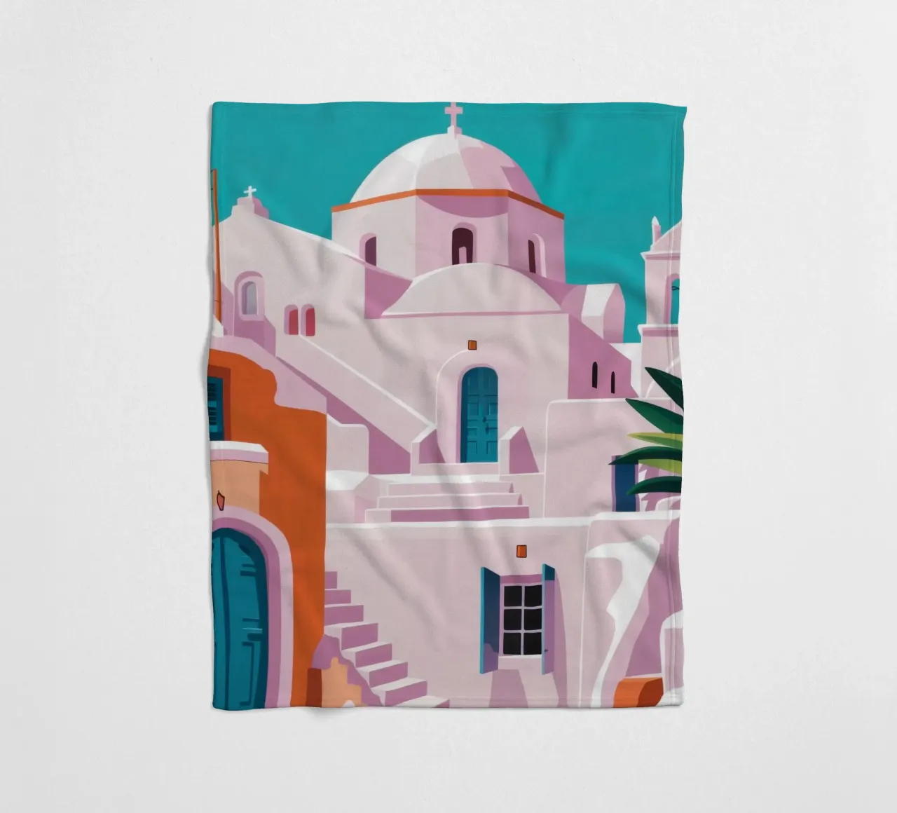 Santorini in Bloom coperta in pile da Ink Pulse