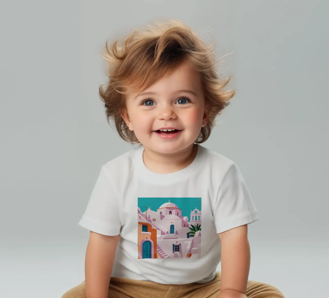 Santorini in Bloom maglietta neonato da Ink Pulse