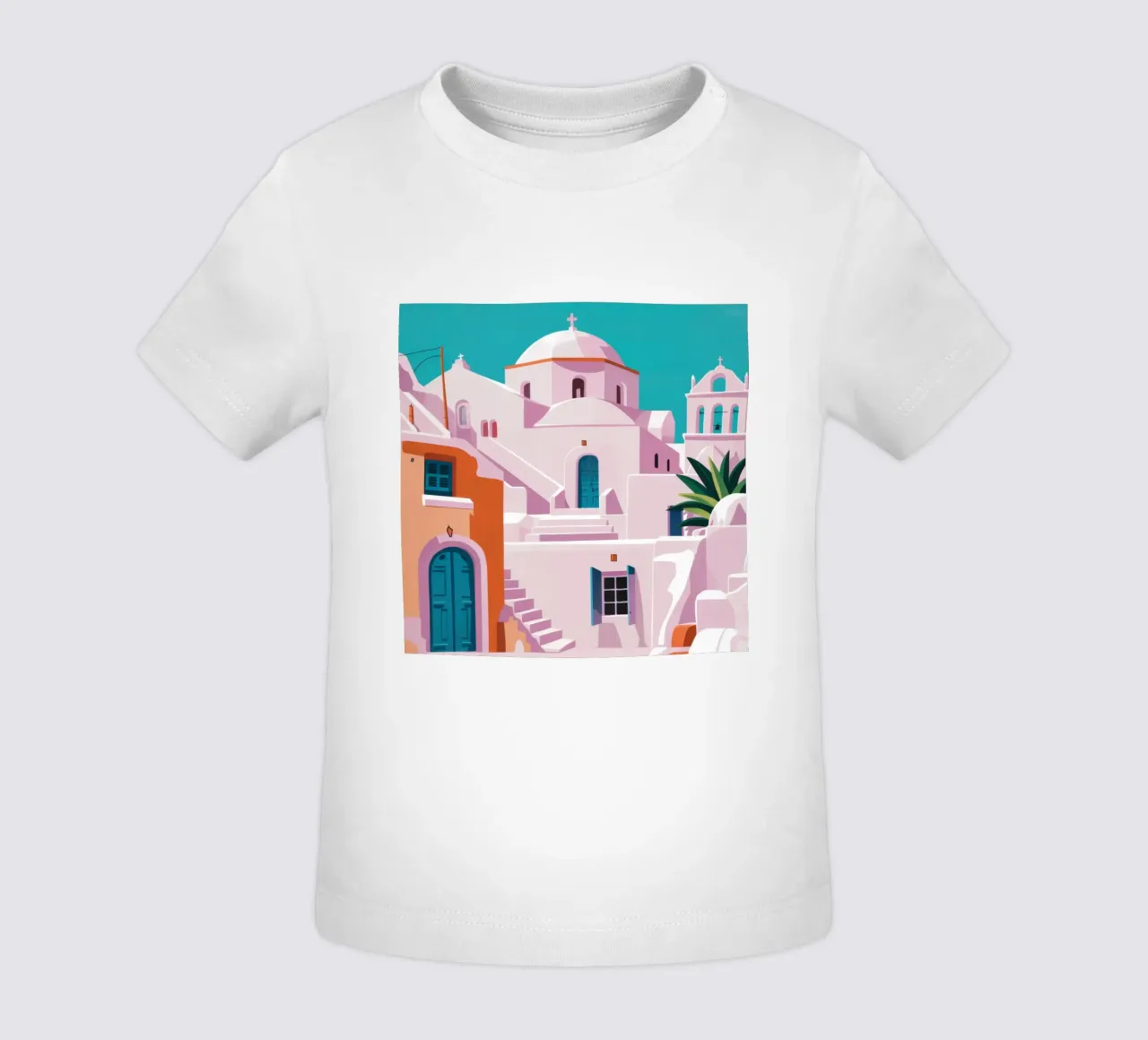 Santorini in Bloom maglietta neonato da Ink Pulse