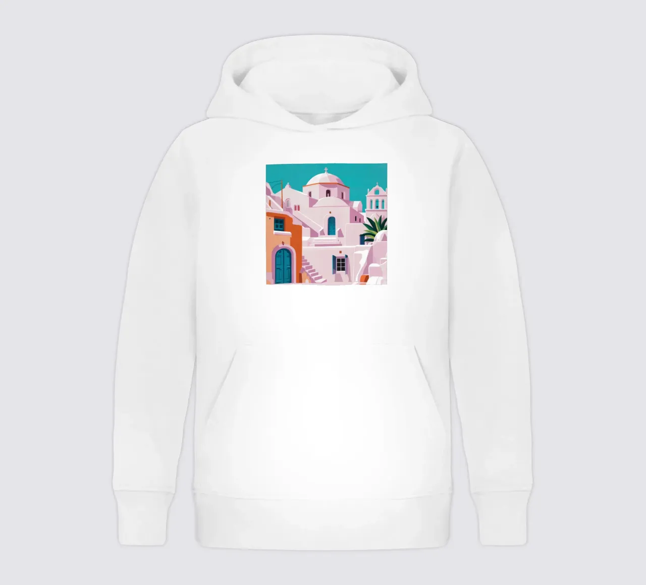Santorini in Bloom felpa bambino con cappuccio da Ink Pulse