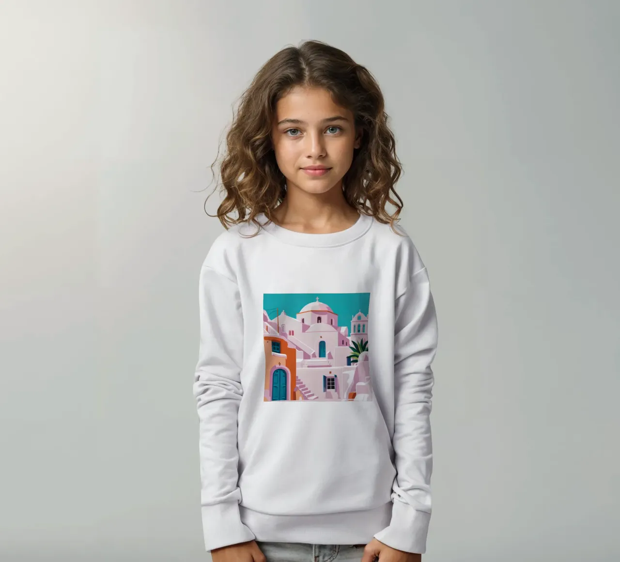 Santorini in Bloom felpa bambino da Ink Pulse