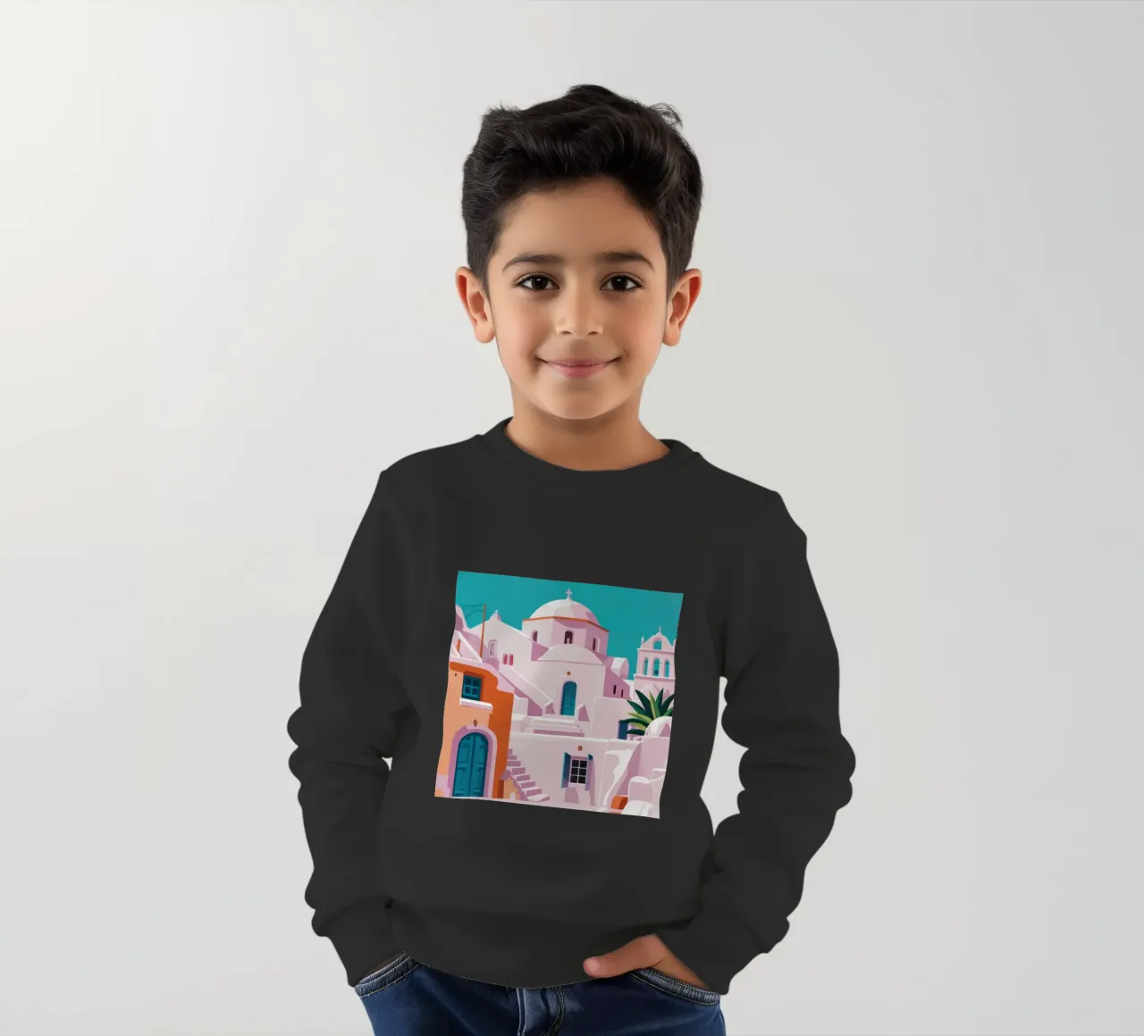 Santorini in Bloom felpa bambino da Ink Pulse