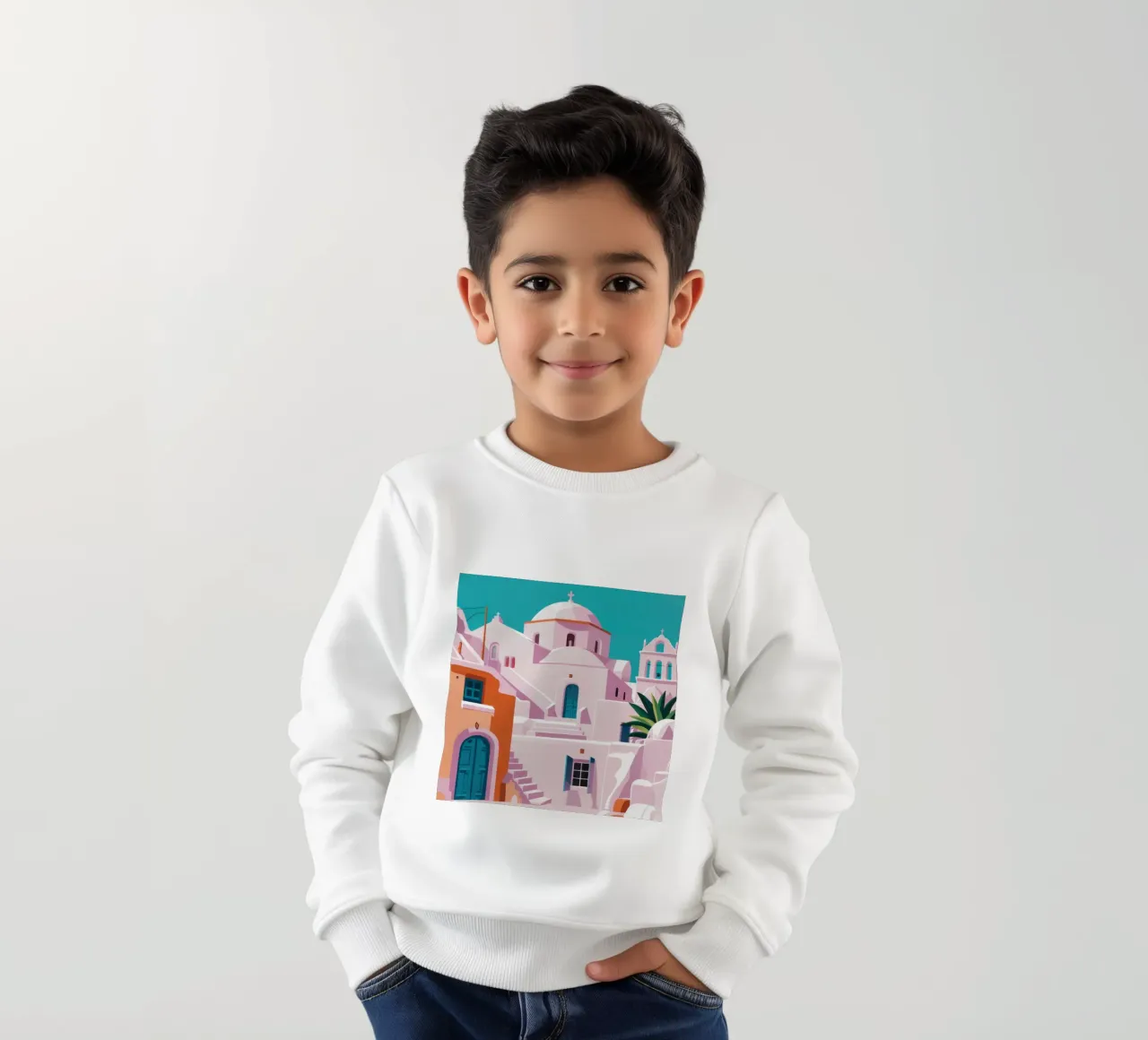 Santorini in Bloom felpa bambino da Ink Pulse