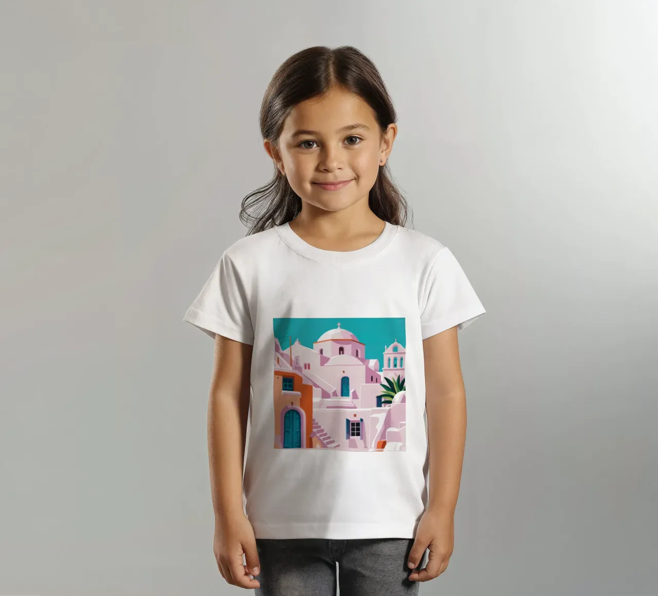 Santorini in Bloom t-shirt bambini da Ink Pulse