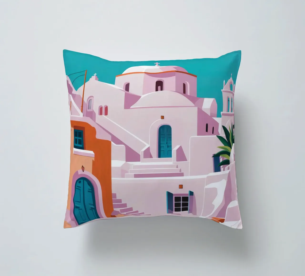 Santorini in Bloom cuscino da Ink Pulse