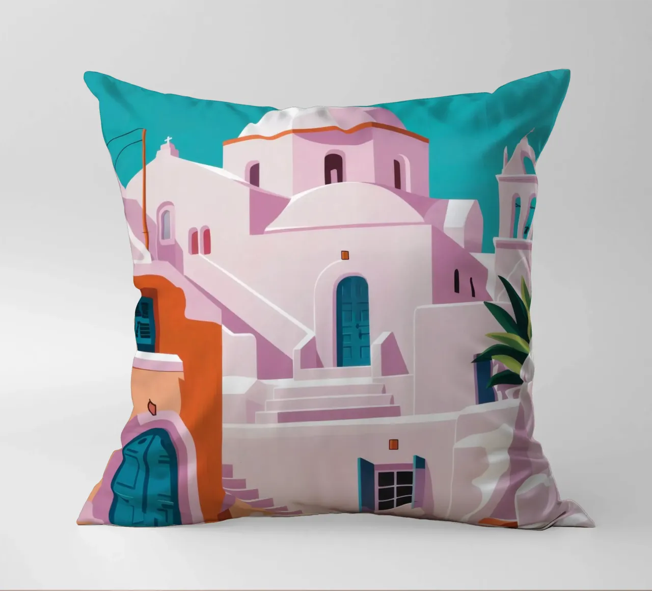 Santorini in Bloom cuscino da Ink Pulse