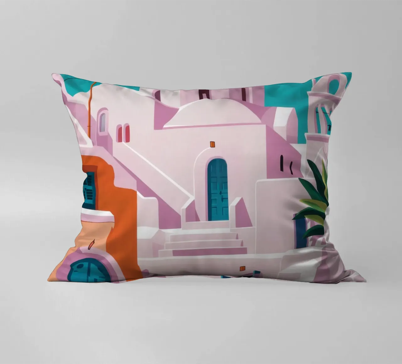 Santorini in Bloom cuscino da Ink Pulse