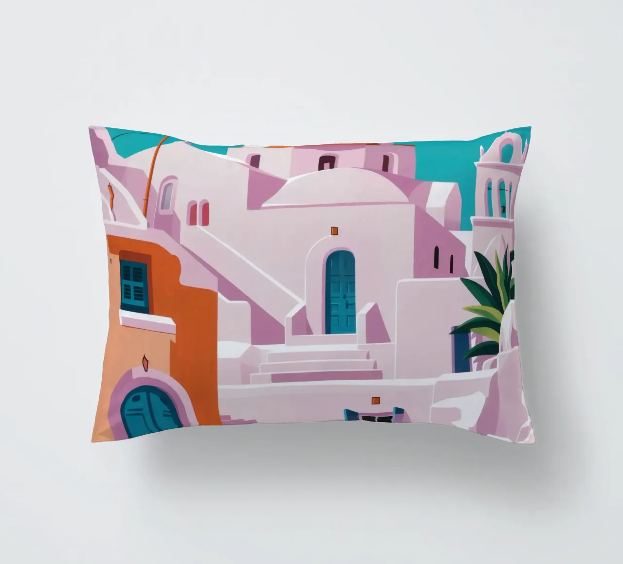 Santorini in Bloom cuscino da Ink Pulse