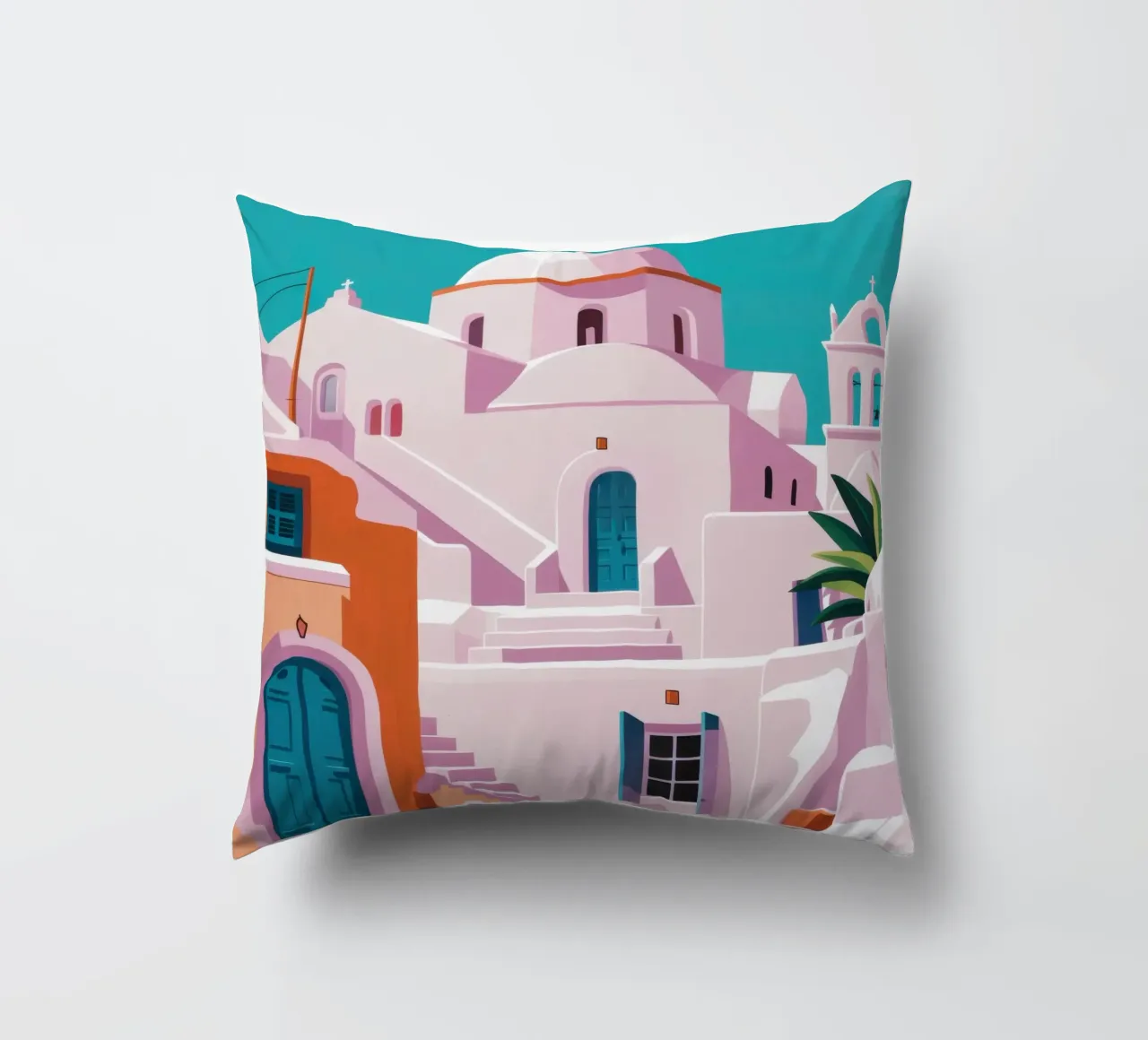 Santorini in Bloom cuscino da Ink Pulse