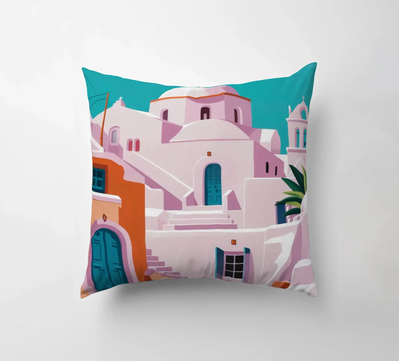 Santorini in Bloom cuscino da Ink Pulse