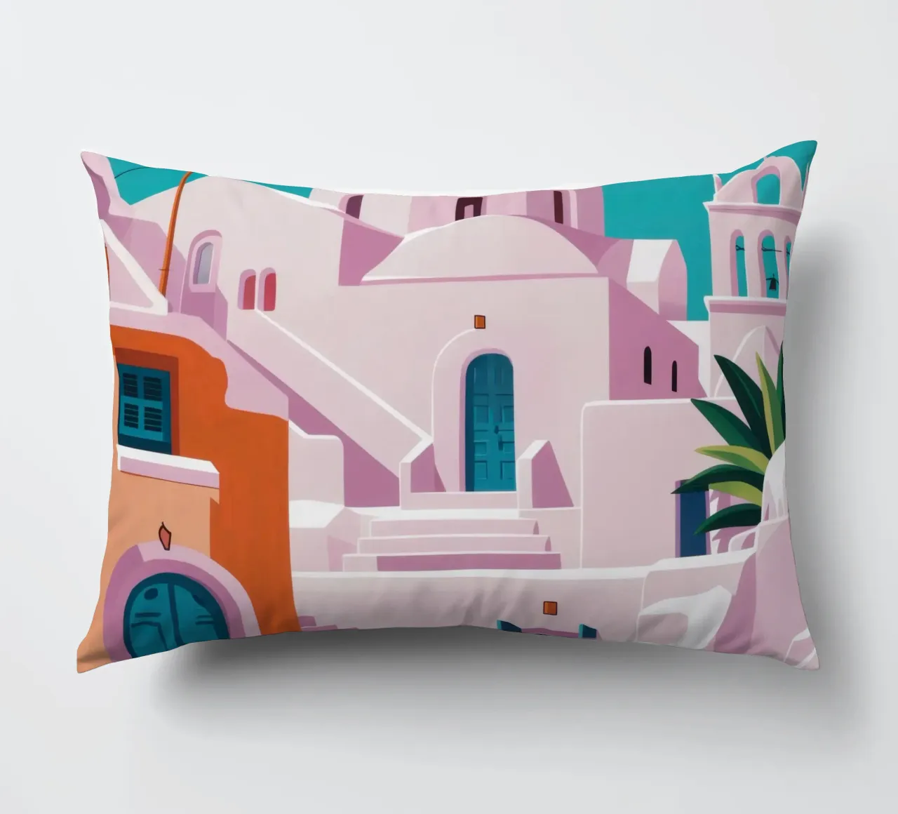 Santorini in Bloom cuscino da Ink Pulse