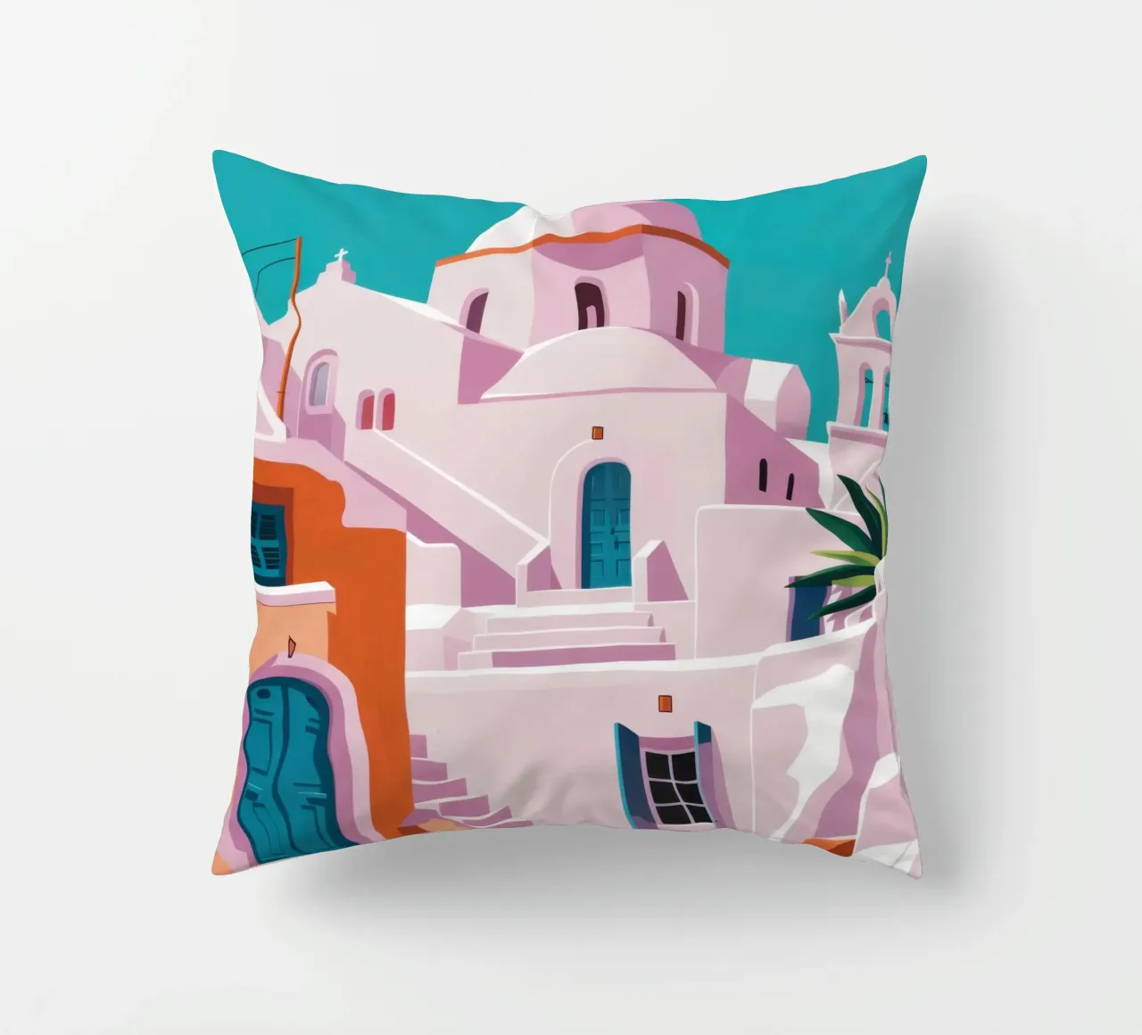 Santorini in Bloom cuscino da Ink Pulse